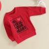Kayotuas Toddler Valentines Day Shirt for Boys Girls Cute Letter Print Long Sleeve Top Crewneck Sweatshirt Fall Winter Clothes (MR. STEAL YOUR HEART Red,0-6 Months) view 3
