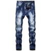 JEsilunmaMY Mens Washed Jeans Pants Mid Waist Distressed Casual Pocket Denim Pants Slim Fit Stretch Skinny Straight Fit Jeans (Blue2,32) view 1