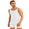 Moggemol Mens Wrestling Singlet Sleeveless Stretchy One Piece Bodysuit Sports Gym Workout Dancewear Biketard White XX-Large view 3