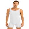 Moggemol Mens Wrestling Singlet Sleeveless Stretchy One Piece Bodysuit Sports Gym Workout Dancewear Biketard White XX-Large view 4