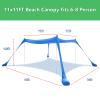Beach Tent, Beach Canopy Sun Shade Easy Pop Up Beach Canopy, Beach Tent Sun Shelter 11x11 FT with UPF 50+ UV Protection, Beach Sun Shade for Beach, Camping, Backyard and Picnics view 4