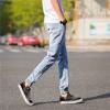 JEsilunmaMY Men's Summer Harem Jeans Drawstring Elastic Waist Ripped Pencil Denim Pants Wash Distressed Casual Cropped Jeans (Light Blue,Large) view 4
