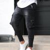 JEsilunmaMY Men's Side Pocket Skinny Jeans Mid Rise Washed Distressed Denim Pants Slim Fit Casual Comfy Stretch Pencil Jeans (Black2,X-Large) view 3