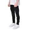 JEsilunmaMY Men's Slim Multi-Pocket Jeans Mid Waist Knee Pleated Washed Denim Pants Casual Stretch Skinny Pencil Jeans Pants (Black,32) view 3