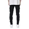 JEsilunmaMY Men's Slim Multi-Pocket Jeans Mid Waist Knee Pleated Washed Denim Pants Casual Stretch Skinny Pencil Jeans Pants (Black,32) view 4