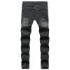 JEsilunmaMY Men's Ripped Biker Jeans Mid Waist Slim Casual Pencil Denim Pants Washed Distressed Skinny Straight Jeans Pants (Grey,3X-Large) view 2