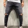 JEsilunmaMY Men's Ripped Biker Jeans Mid Waist Slim Casual Pencil Denim Pants Washed Distressed Skinny Straight Jeans Pants (Grey,3X-Large) view 3