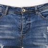 JEsilunmaMY Men's Ripped Pencil Denim Pants Mid Waist Distressed Slimming Skinny Jeans Casual Stretch Destroyed Jeans Pants (Blue,XX-Large) view 2