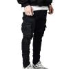 JEsilunmaMY Men's Side Pocket Skinny Jeans Mid Rise Washed Distressed Denim Pants Slim Fit Casual Comfy Stretch Pencil Jeans (Black1,XX-Large) view 1