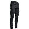 JEsilunmaMY Men's Side Pocket Skinny Jeans Mid Rise Washed Distressed Denim Pants Slim Fit Casual Comfy Stretch Pencil Jeans (Black1,XX-Large) view 2