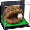 Better Display Cases Acrylic Base and Wall Mountball Catchers Glove Display Case with Mirror Case, Dark Blue Risers, Turf Base and Wall Mount (A011/V16) view 1