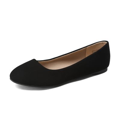 DREAM PAIRS Women's Sole-Simple Wide Width Flats, Ballerina Walking Flats, Comfortable Slip on Shoes,Size 9W,Black-Nubuck,Sole-Simple