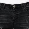 JEsilunmaMY Men's Ripped Pencil Denim Pants Mid Waist Distressed Slimming Skinny Jeans Casual Stretch Destroyed Jeans Pants (Black,X-Large) view 2