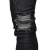 JEsilunmaMY Men's Ripped Pencil Denim Pants Mid Waist Distressed Slimming Skinny Jeans Casual Stretch Destroyed Jeans Pants (Black,X-Large) view 3