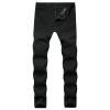 JEsilunmaMY Men's Ripped Boyfriend Jeans Mid Waist Washed Distressed Denim Pants Slim Fit Stretch Pleated Straight Leg Jeans (Black,36) view 1