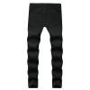 JEsilunmaMY Men's Ripped Boyfriend Jeans Mid Waist Washed Distressed Denim Pants Slim Fit Stretch Pleated Straight Leg Jeans (Black,36) view 2