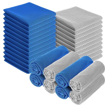BBTO Cooling Towel Microfiber Ice Cool Cold Sport Face and Neck Soft Breathable Chilly Sweat Towel for Yoga Gym Workout Hot Weather Camping Running, 32 x 12 Inches(Stylish Colors,30 Pieces)