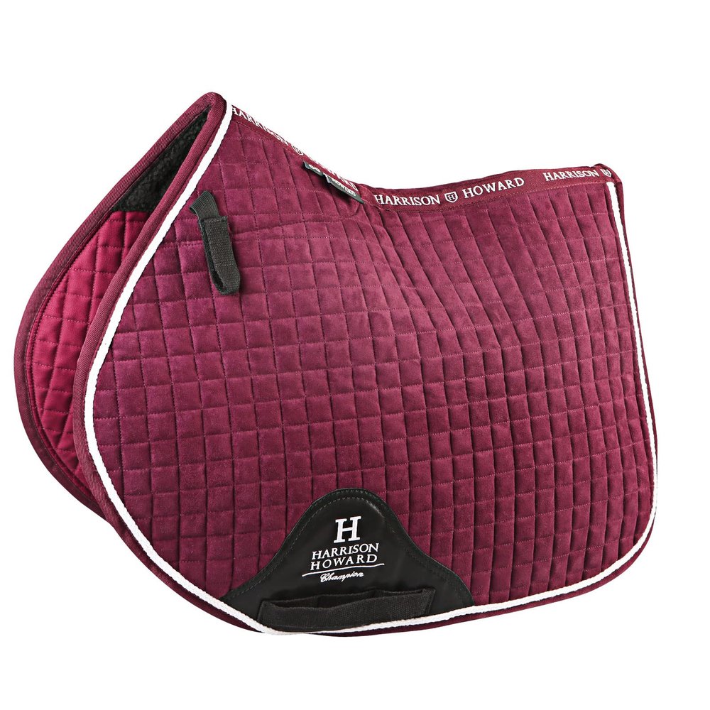 Harrison Howard Close Contact Saddle Pad Non-Slip Suede Outer Perfect for Use with Jumping Saddles - Burgundy
