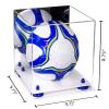 Better Display Cases Acrylic Soccer Ball Display Case with Mirror Case, Dark Blue Risers and White Base (B02/A027) view 2