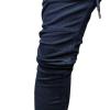 JEsilunmaMY Casual Drawstring Sport Jeans for Men Elastic Waist Stretch Skinny Denim Pants Mid Rise Washed Pencil Jean Pants (Dark Blue,XX-Large) view 3