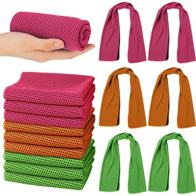 BBTO Cooling Towel Microfiber Ice Cool Cold Sport Face and Neck Soft Breathable Chilly Sweat Towel for Yoga Gym Workout Hot Weather Camping Running, 32 x 12 Inches(Bright Colors,15 Count)