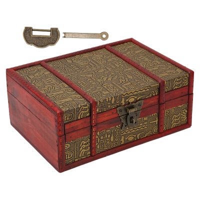 Mini Wooden Jewelry Chest, Retro Small Portable Vintage Jewelry Treasure Box Organizer Case with Lock Home Decoration