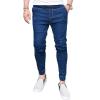 JEsilunmaMY Men's Drawstring Stretchy Denim Pants Elastic Waist Distressed Casual Skinny Jeans Slim Washed Ankle Pencil Jeans (Dark Blue,XX-Large) view 1