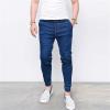 JEsilunmaMY Men's Drawstring Stretchy Denim Pants Elastic Waist Distressed Casual Skinny Jeans Slim Washed Ankle Pencil Jeans (Dark Blue,XX-Large) view 2