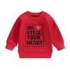 Kayotuas Toddler Valentines Day Shirt for Boys Girls Cute Letter Print Long Sleeve Top Crewneck Sweatshirt Fall Winter Clothes (MR. STEAL YOUR HEART Red,18-24 Months) view 1