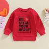 Kayotuas Toddler Valentines Day Shirt for Boys Girls Cute Letter Print Long Sleeve Top Crewneck Sweatshirt Fall Winter Clothes (MR. STEAL YOUR HEART Red,18-24 Months) view 2