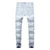 JEsilunmaMY Men's Ripped Boyfriend Jeans Mid Waist Washed Distressed Denim Pants Slim Fit Stretch Pleated Straight Leg Jeans (Light Blue,28) view 2