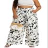 Euulin Women's Wide Leg Long Palazzo Pants High Waist Loose Fit Casual Flowy Pants Trousers with Pockets White Flower S view 1