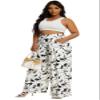 Euulin Women's Wide Leg Long Palazzo Pants High Waist Loose Fit Casual Flowy Pants Trousers with Pockets White Flower S view 4