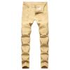 JEsilunmaMY Men's Ripped Boyfriend Jeans Mid Waist Washed Distressed Denim Pants Slim Fit Stretch Pleated Straight Leg Jeans (Khaki,42) view 1