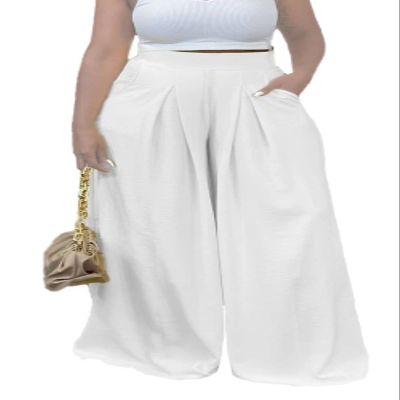 Euulin Women's Wide Leg Long Palazzo Pants High Waist Loose Fit Casual Flowy Pants Trousers with Pockets White M