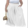 Euulin Women's Wide Leg Long Palazzo Pants High Waist Loose Fit Casual Flowy Pants Trousers with Pockets White M view 1