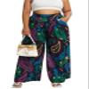 Euulin Women's Wide Leg Long Palazzo Pants High Waist Loose Fit Casual Flowy Pants Trousers with Pockets Flowers and Plants M view 1