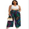 Euulin Women's Wide Leg Long Palazzo Pants High Waist Loose Fit Casual Flowy Pants Trousers with Pockets Flowers and Plants M view 2