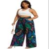 Euulin Women's Wide Leg Long Palazzo Pants High Waist Loose Fit Casual Flowy Pants Trousers with Pockets Flowers and Plants M view 4