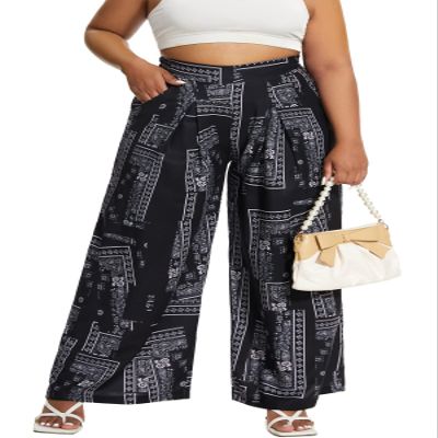 Euulin Women's Wide Leg Long Palazzo Pants High Waist Loose Fit Casual Flowy Pants Trousers with Pockets Square S