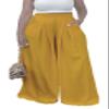 Euulin Women's Wide Leg Long Palazzo Pants High Waist Loose Fit Casual Flowy Pants Trousers with Pockets Yellow 2XL view 1