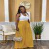 Euulin Women's Wide Leg Long Palazzo Pants High Waist Loose Fit Casual Flowy Pants Trousers with Pockets Yellow 2XL view 2