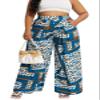 Euulin Women's Wide Leg Long Palazzo Pants High Waist Loose Fit Casual Flowy Pants Trousers with Pockets Blue and White Triangle M view 1