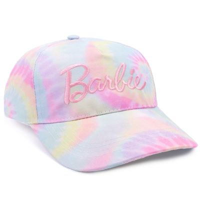 Barbie Cap for Girls | Kids & Teens Multicoloured Tie Dye Adjustable Snapback Hat | Embroidered Curved Brim Cap Headwear