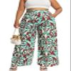 Euulin Women's Wide Leg Long Palazzo Pants High Waist Loose Fit Casual Flowy Pants Trousers with Pockets Vintage Pattern S view 1