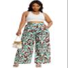 Euulin Women's Wide Leg Long Palazzo Pants High Waist Loose Fit Casual Flowy Pants Trousers with Pockets Vintage Pattern S view 2