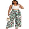 Euulin Women's Wide Leg Long Palazzo Pants High Waist Loose Fit Casual Flowy Pants Trousers with Pockets Vintage Pattern S view 3