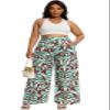 Euulin Women's Wide Leg Long Palazzo Pants High Waist Loose Fit Casual Flowy Pants Trousers with Pockets Vintage Pattern S view 4