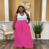 Euulin Women's Wide Leg Long Palazzo Pants High Waist Loose Fit Casual Flowy Pants Trousers with Pockets Pink 2XL view 3