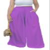 Euulin Women's Wide Leg Long Palazzo Pants High Waist Loose Fit Casual Flowy Pants Trousers with Pockets Purple M view 1